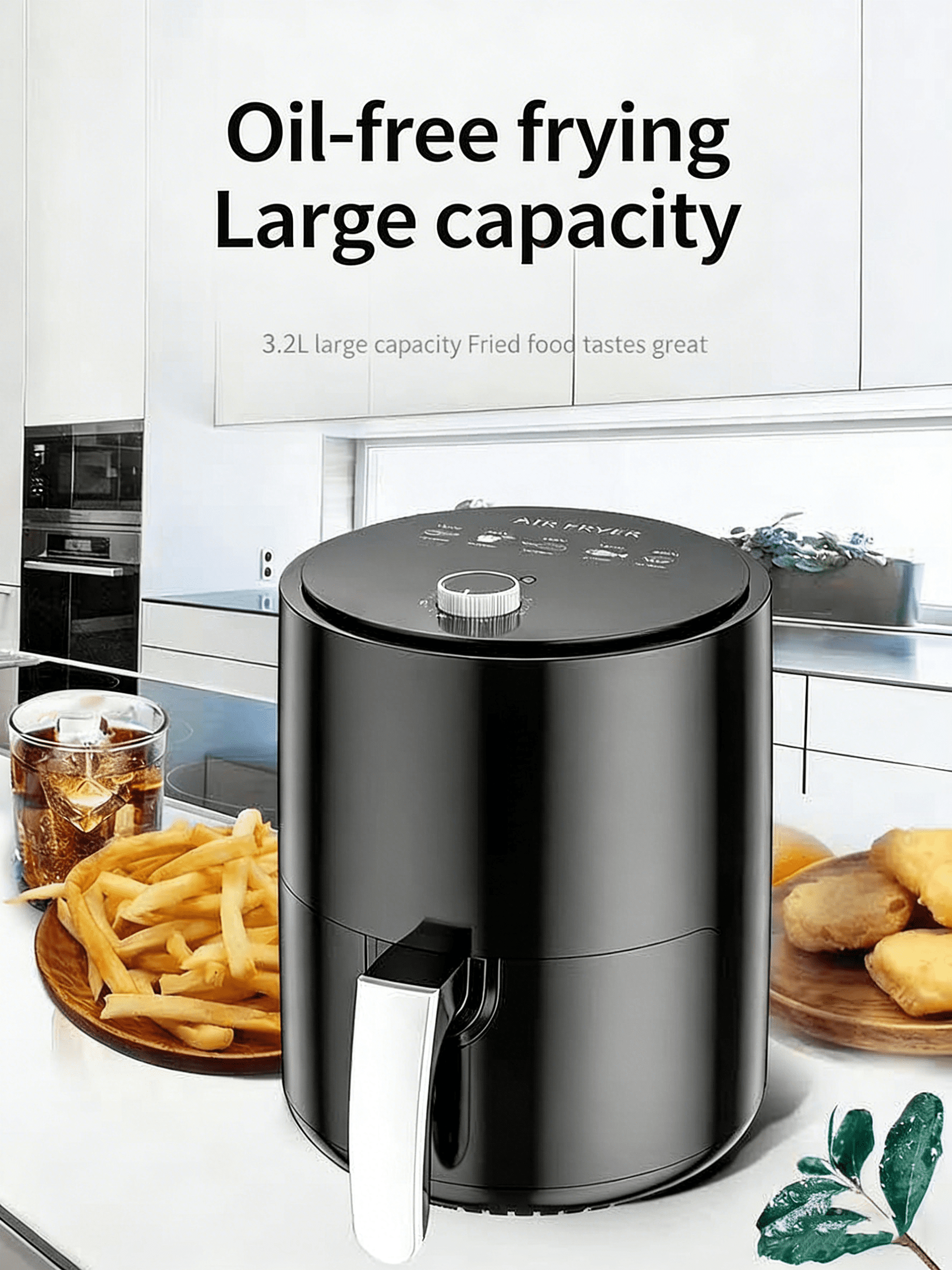 3.2l compact air fryer, 1350w mechanical control, 360° rapid air heating